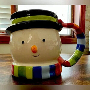 home | oversize hand-painted Snowman ceramic mug